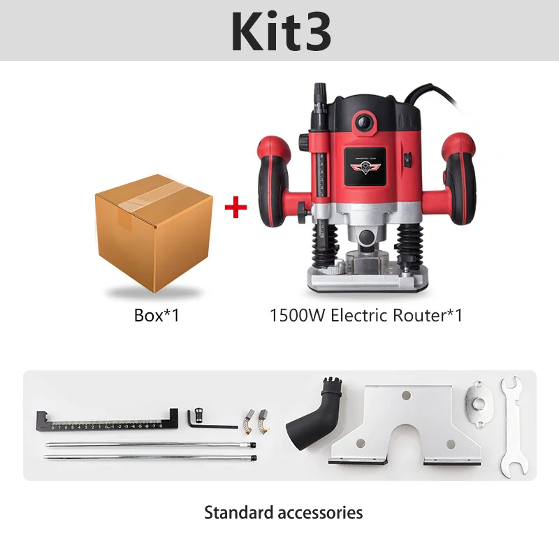 1500W 1/4in деревообрабатывающий электрический триммер роутера Мощность инструмент с древесный фрезерный станок с ЧПУ гравировальный станок с 6,35 мм цанговый станок для резьбы по дереву - Цвет: 1500W