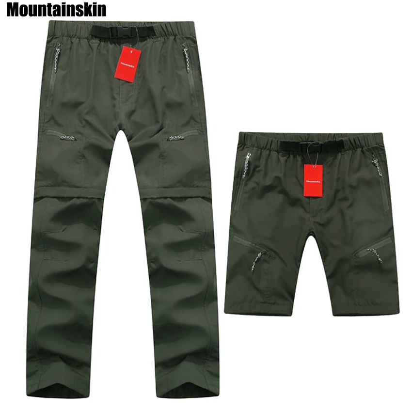 Mountainskin extraíbles de alta calidad de verano de los hombres de secado rápido pantalones transpirables pantalones de deportes al aire libre senderismo Trekking pantalones RM068