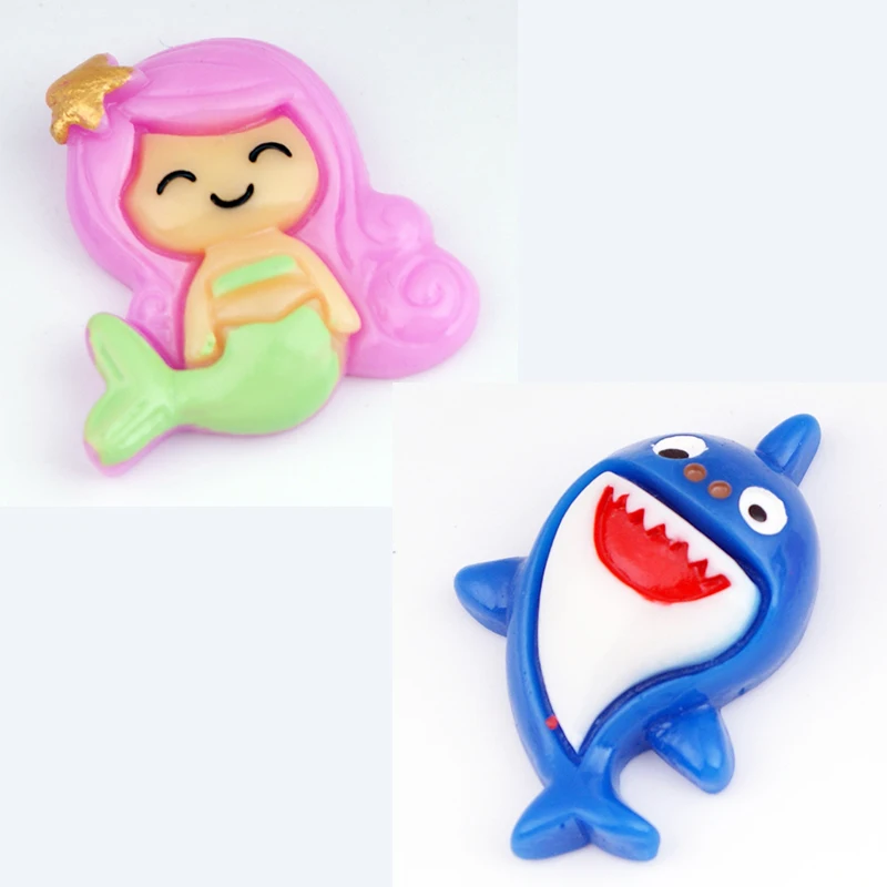 

3D cartoon Mermaid shark resin crystal 18mm snap button DIY Jewelry KT566