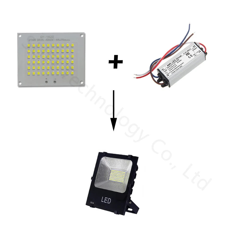 Светодиодный прожектор SMD2835 100% светодиодов полная мощность 10 Вт 20 30 50 алюминиевая