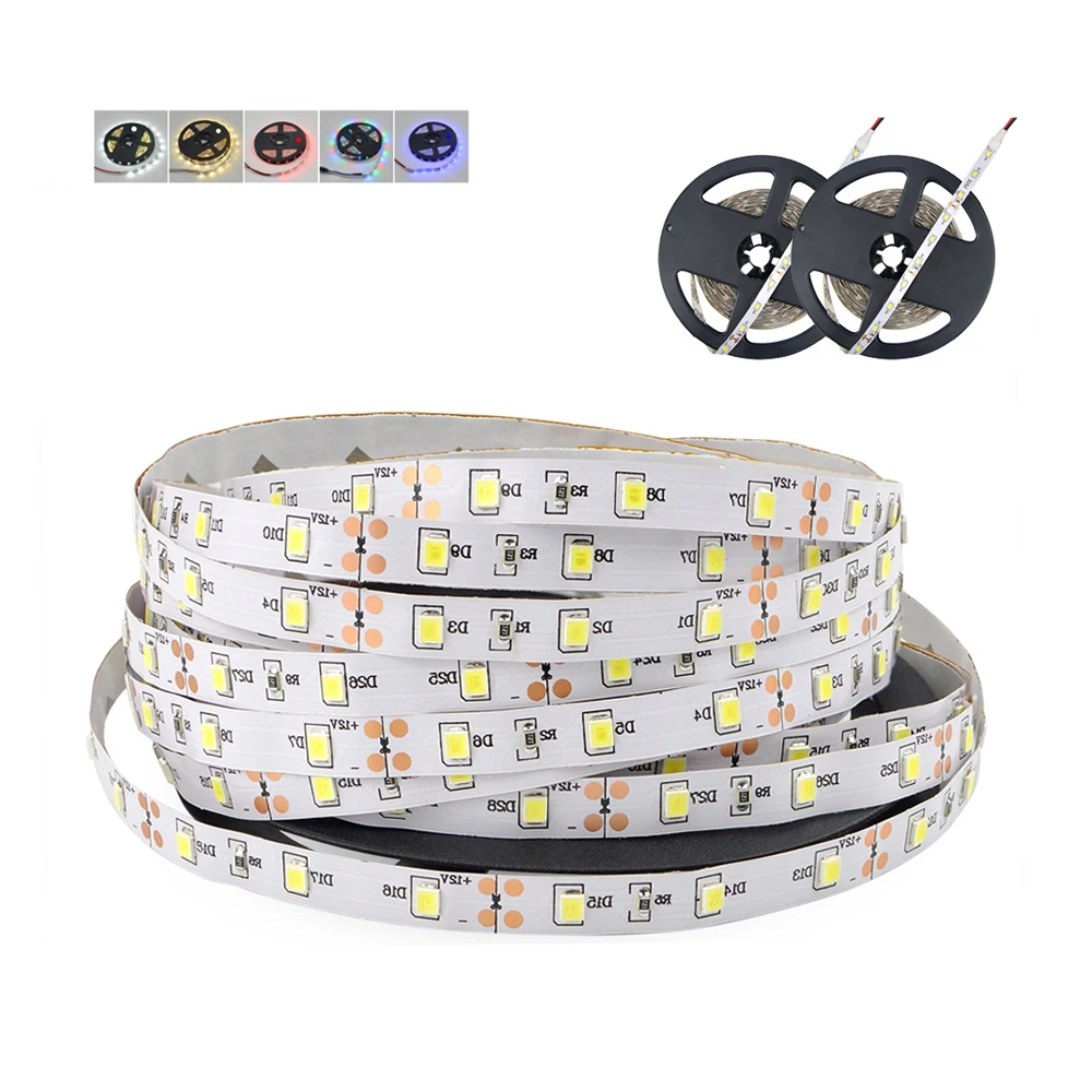 1 рулон 5 м 2835 3528 SMD более яркий чем 5050 5630 Светодиодная лента светильник DC12V