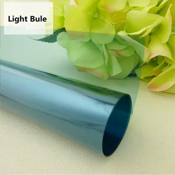 

Light Blue Colored glass film window sticker transparent sunscreen insulated sliding door decorative window film tint 50 x 152cm