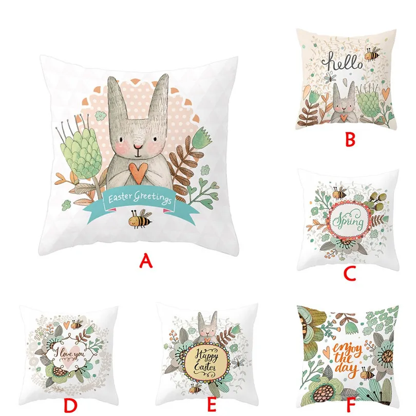 Easter Rabbit Print Pillow Cushion Case Polyester Sofa Car Cushion Cover Home Decor 2019 new product hot sale #3m11 (13)