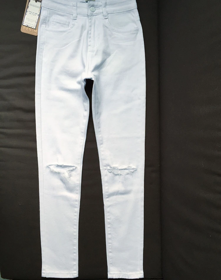 2017 Women Brand Clothing Skinny White Jeans New Street Style Popular Cotton Slim Pencil Pants High Waist Female Denim Pant Jean (10)