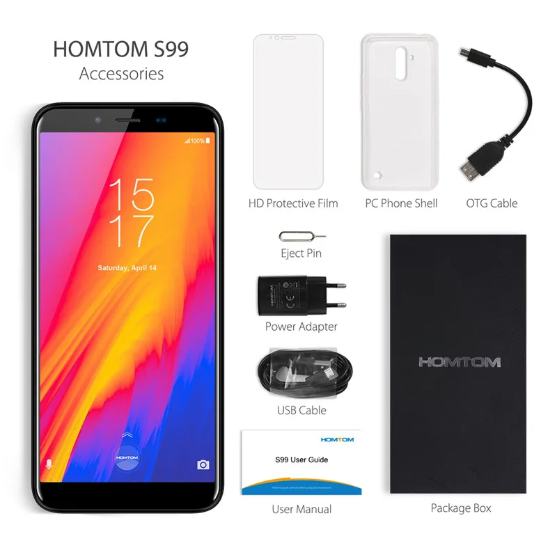 HOMTOM S99 Face ID 6200 мАч 4 ГБ 64 смартфон 5 дюймов 21MP двойной камеры заднего Android 8 0