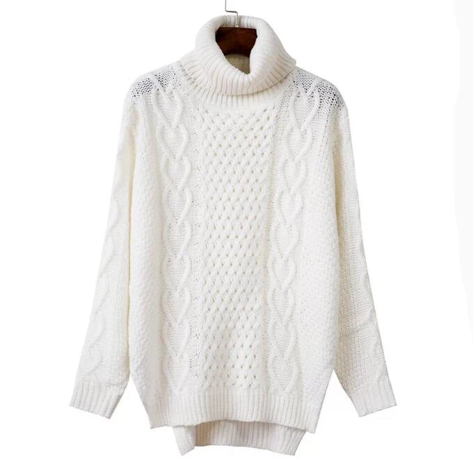 white knit turtleneck sweater