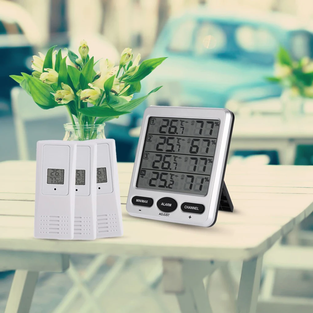 

Digital Thermometer with 3 Remote Sensor Hygrometer In/Outdoor Wireless Weather Station 8 Channel Humidity Temperature Tester