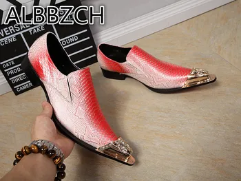 

Luxury Snakeskin Pattern Casual Party Shoes Men Fashion Loafers Brand Designer Career Work Dress Shoes Man Summer Wedding Shoes