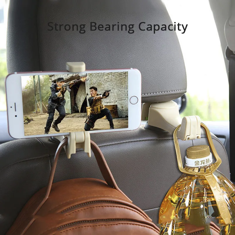 2 в 1 Автомобильный держатель для телефона стенд крючок в изголовье автомобильное заднее сиденье держатель для телефона для 4-6 дюймов мобильный телефон для huawei iPhone Xiaomi