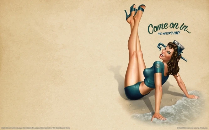Come on in Midway Girl Pin Up Girls Vintage Retro Canvas Painting Poster DIY Wall Home Bar Posters Decor Gift | Дом и сад