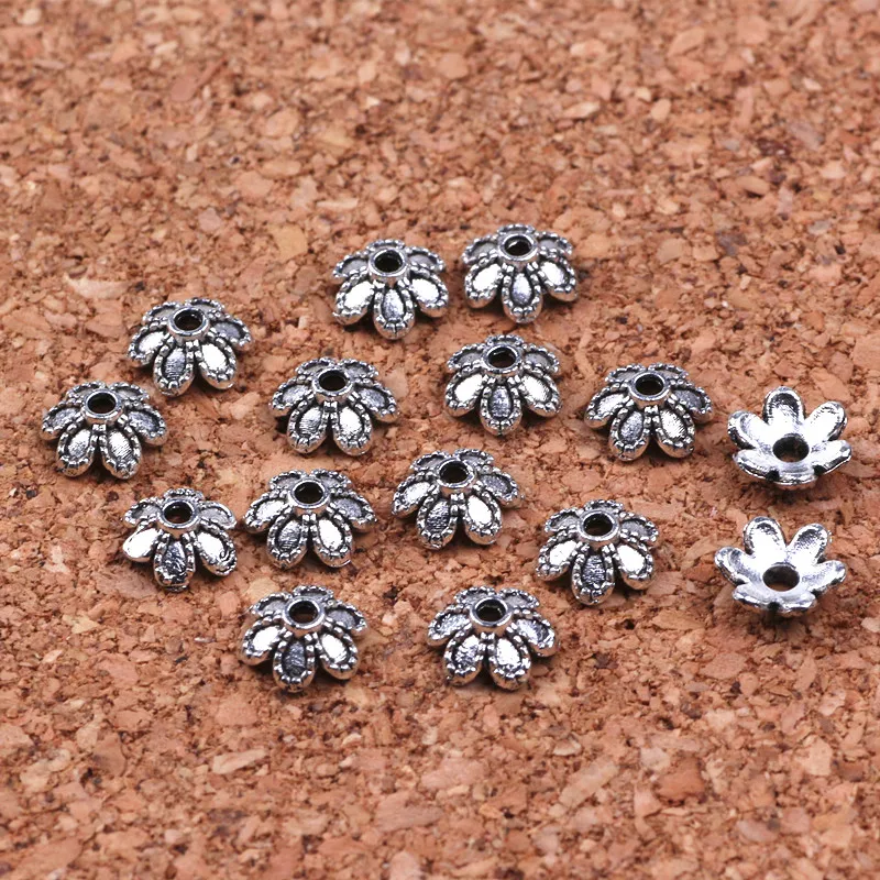 100pcs/lot Silver Plated Flower Tibetan Bead Caps 6mm Filigree Jewelry