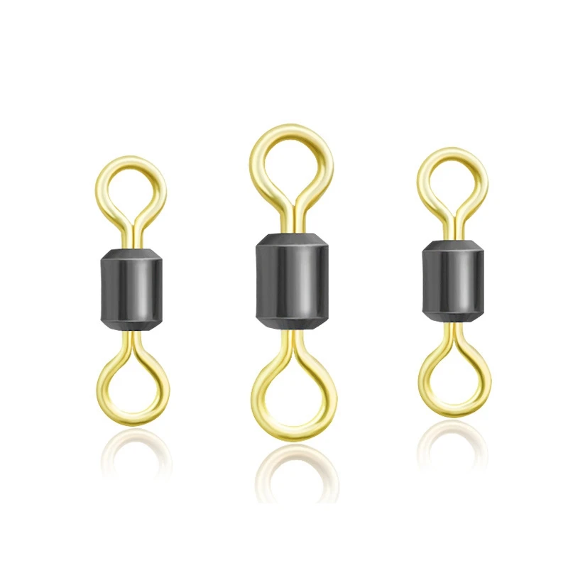 

100PCS/Lot Brass Double Color American Fishing Rolling Swivel Fishing Accessories Connector Size 1# 2# 4# 6# 8# 10# 12# 14#