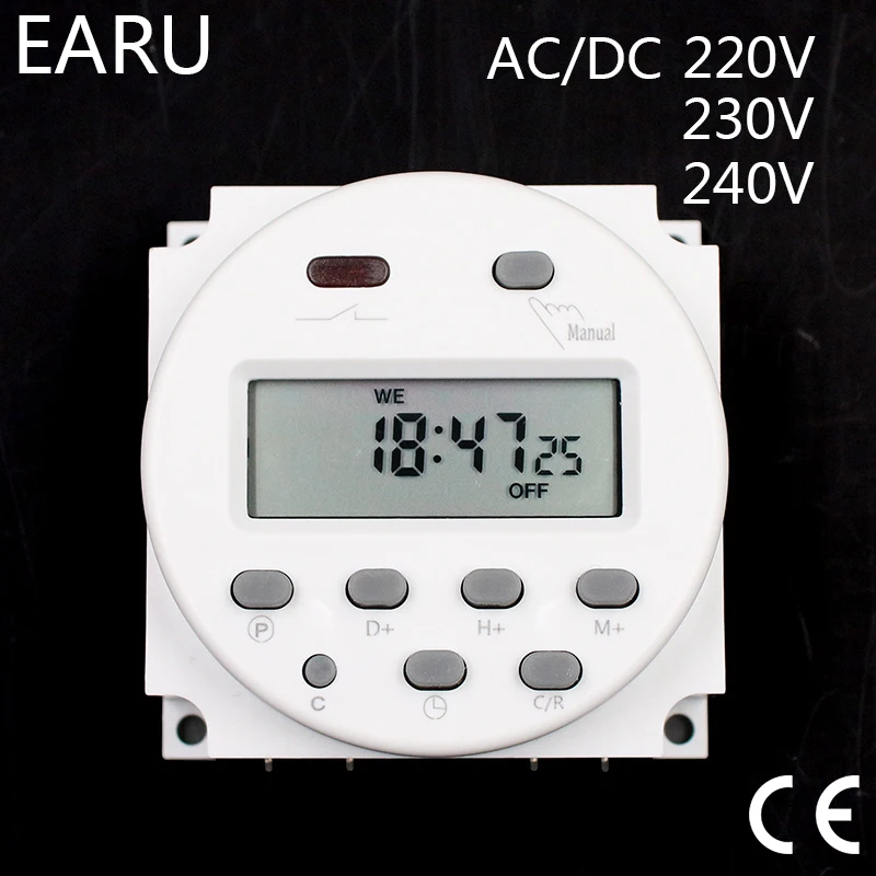 

CN101A Timer Switch AC/DC 220V 230V 240V Digital LCD Power Weekly 7days Mini Programmable Time Switch Relay 8A to 16A Auto Smart