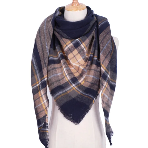 Женские шарфы, зимний треугольный шарф для женщин, брендовая дизайнерская шаль, кашемировые клетчатые шарфы, одеяло,, Прямая поставка - Цвет: Triangle 32