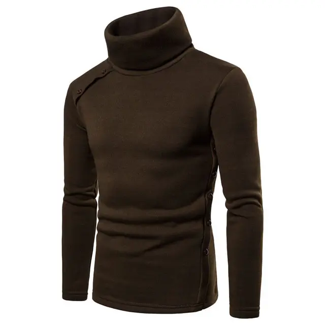 Men's Thermal High Collar Turtle Neck Sweaters Long Sleeve Warm Sweater ...