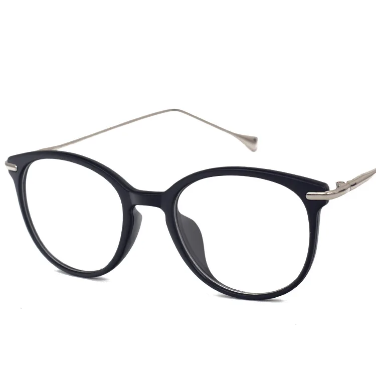 Vazrobe прозрачные очки для женщин мужчин Круглый Мода Nerd женские очки оправы для рецепта получения - Цвет оправы: shiny black silver