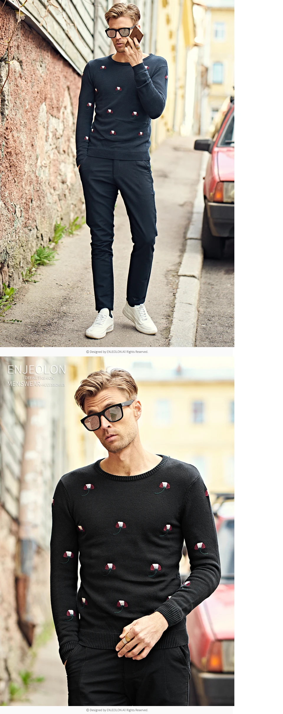 Enjeolon brand top fall winter warm knitted pullovers Sweater man 100 Cotton pattern pullober o-neck pullover Sweater men MY3227 HTB1YHkMbOERMeJjSspiq6zZLFXaU - Enjeolon brand top fall winter warm knitted pullovers Sweater man 100 Cotton pattern pullober o-neck pullover Sweater men MY3227