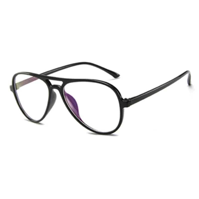 Ретро очки с двойным лучом, оправа для женщин, ультра-светильник, авиационные очки, оправа, Модные прозрачные оптические плоские очки, мужские очки - Цвет оправы: black