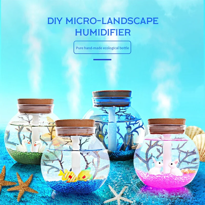 

500ml Mini Micro Landscape Humidifier LED Nigh Light USB Charging Air Purifier Spray Diffuser For Home Office Gift