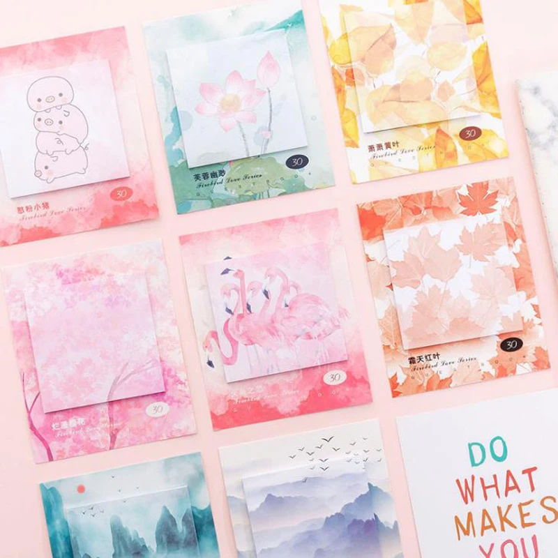 

1 Pcs Cute Flamingo Pig Sakura Leaves Paper N Times Memo Pads Sticky Notes Scenery Bookmark Stationery Label Stickers Notepads