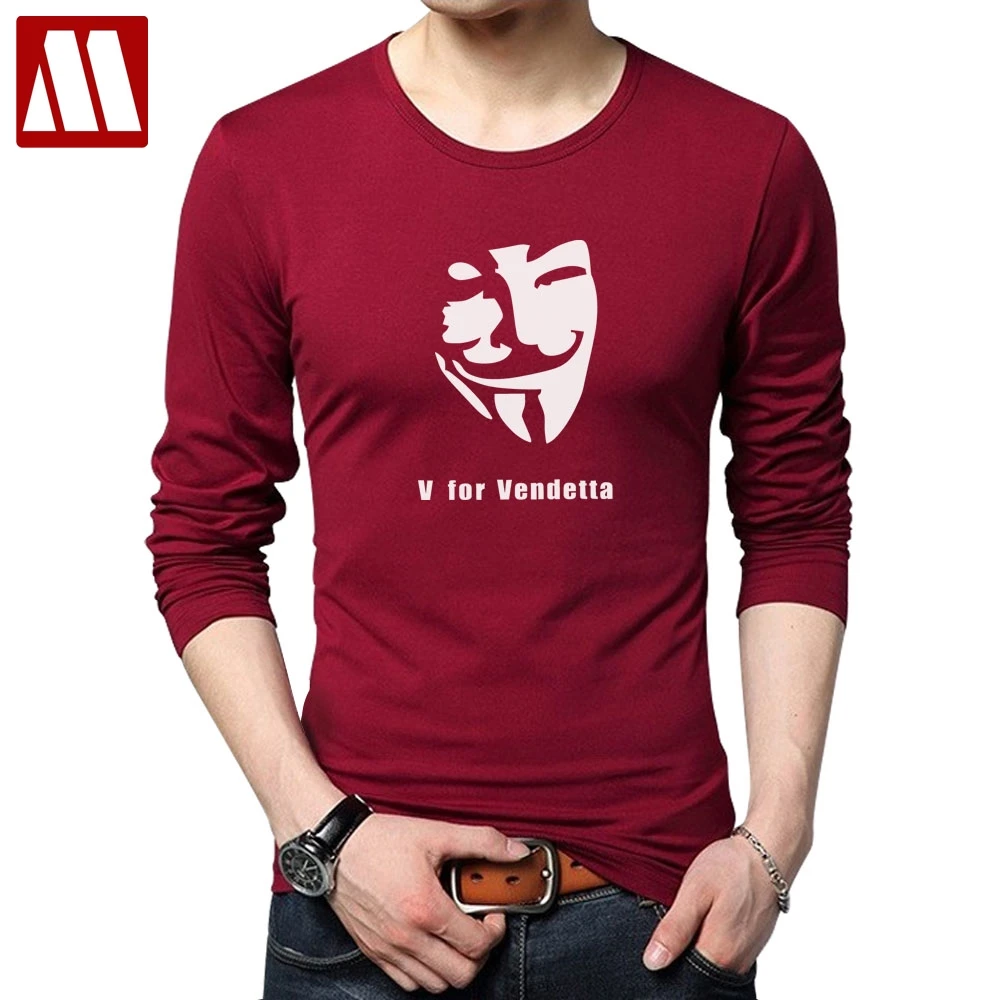 Новая модная мужская футболка с v образным вырезом и принтом Vendetta однотонная