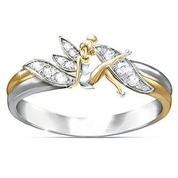 

Classic Cute Angel Flower Fairy Ring Creative Exquisite Female Fashion Hand Jewelry Wedding Rings For Girl Best Gift