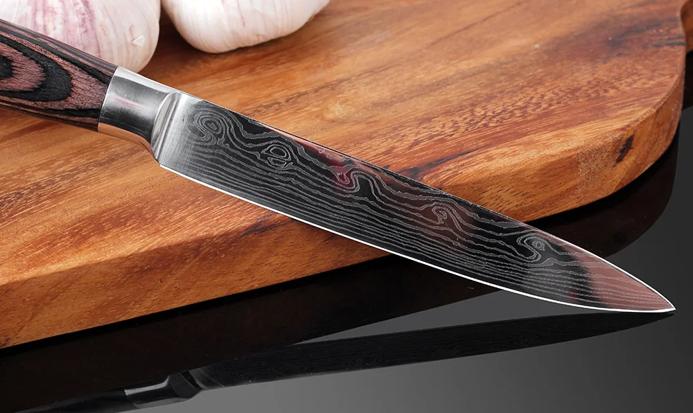 XITUO " дюймовые универсальные ножи Pakka из дерева Япония дамасский узор из нержавеющей стали нож шеф-повара для очистки овощей нарезки суши рыбные косточки инструменты