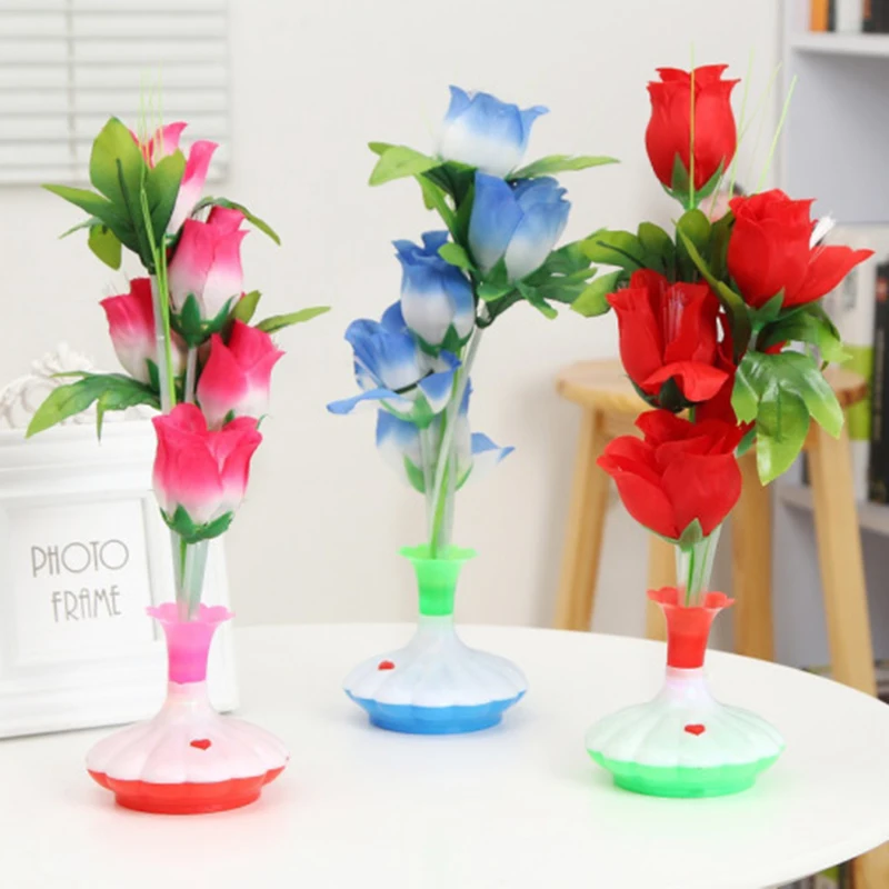 1 PC New LED Artificial flower Optical Fiber Lamp Flower Calla Lily Vase Night Light Decoration for Home Party Decor