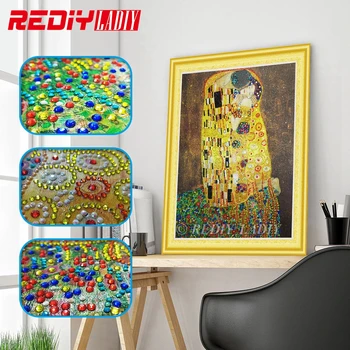 

Special Shaped Diamond Painting Kissing Love DIY Diamond Embroidery Shining Round Diamond Mosaic Picture of Rhinestones 50x40cm