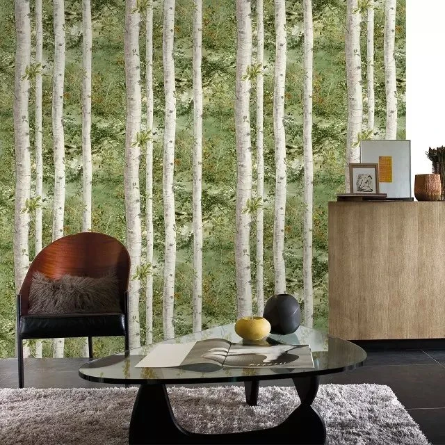 0 53x10m Forest Birch Tree Wallpaper For Walls 3 D Green Blue Gray 0 53x10m Forest Birch Tree Wallpaper For Walls 3 D Green Blue Gray Branches Of Tropical Rain Wall Paper Home Decoration