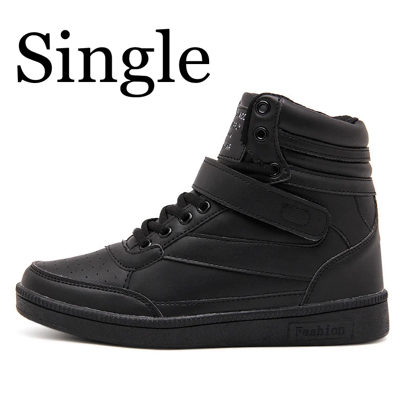 Женские зимние теплые ботильоны; дышащая прогулочная обувь на высоком каблуке; женские кроссовки, визуально увеличивающие рост; мягкая обувь на скрытой танкетке - Цвет: single black