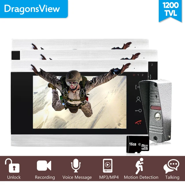 Special Offers Dragonsview 7 Inch Video Door Phone Doorbell Intercom System 1 to 3 Video Door bell Intercom Waterproof Alarm Function SD Card Special Offers Dragonsview 7 Inch Video Door Phone Doorbell Intercom System 1 to 3 Video Door bell Intercom Waterproof Alarm Function SD Card