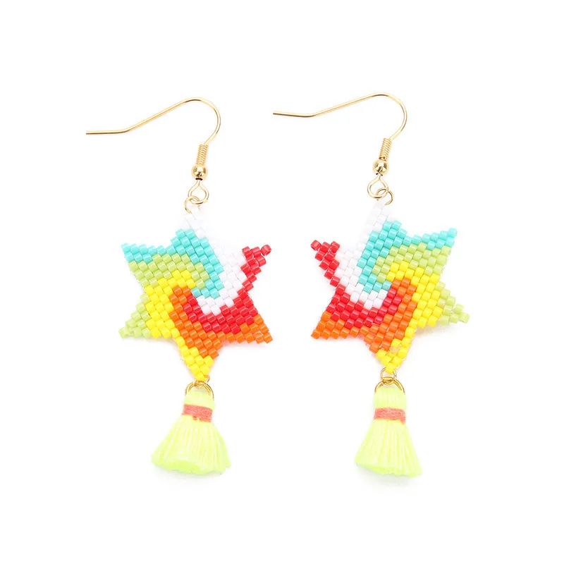 

SHINUSBOHO Colored Star Miyuki Earrings for Women Earrings brincos Oorbellen boucle d'oreille pendientes Statement Jewelry Gifts
