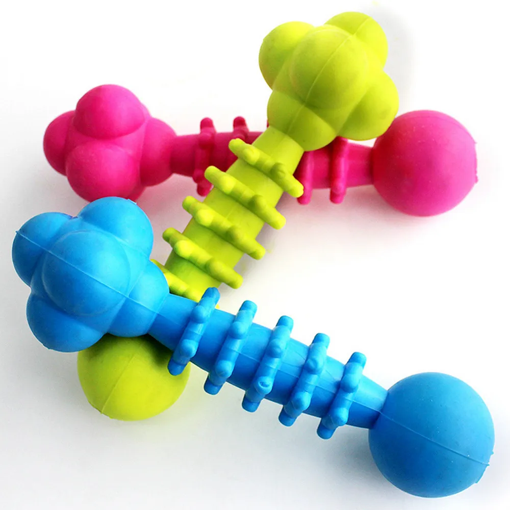 Pet Cat Dog Chew Toy Rubber Bones Molar Biting Training Toys Puppy