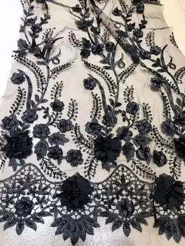

Three-dimensional embroidery beads French mesh African lace Nigeria lace fabric suitable for wedding design dress DIY apparel