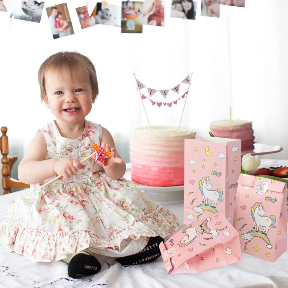  OurWarm Unicorn Party Decoration Unicorn 1st Banner Paper Bags Pillow Cover Unicorn Invitation Card - 32875189418