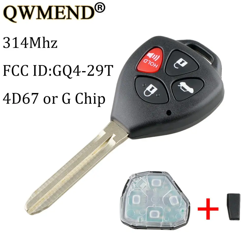 QWMEND 3 + 1 кнопки дистанционного ключа автомобиля 314 МГц транспондер 4D67 или G чип для