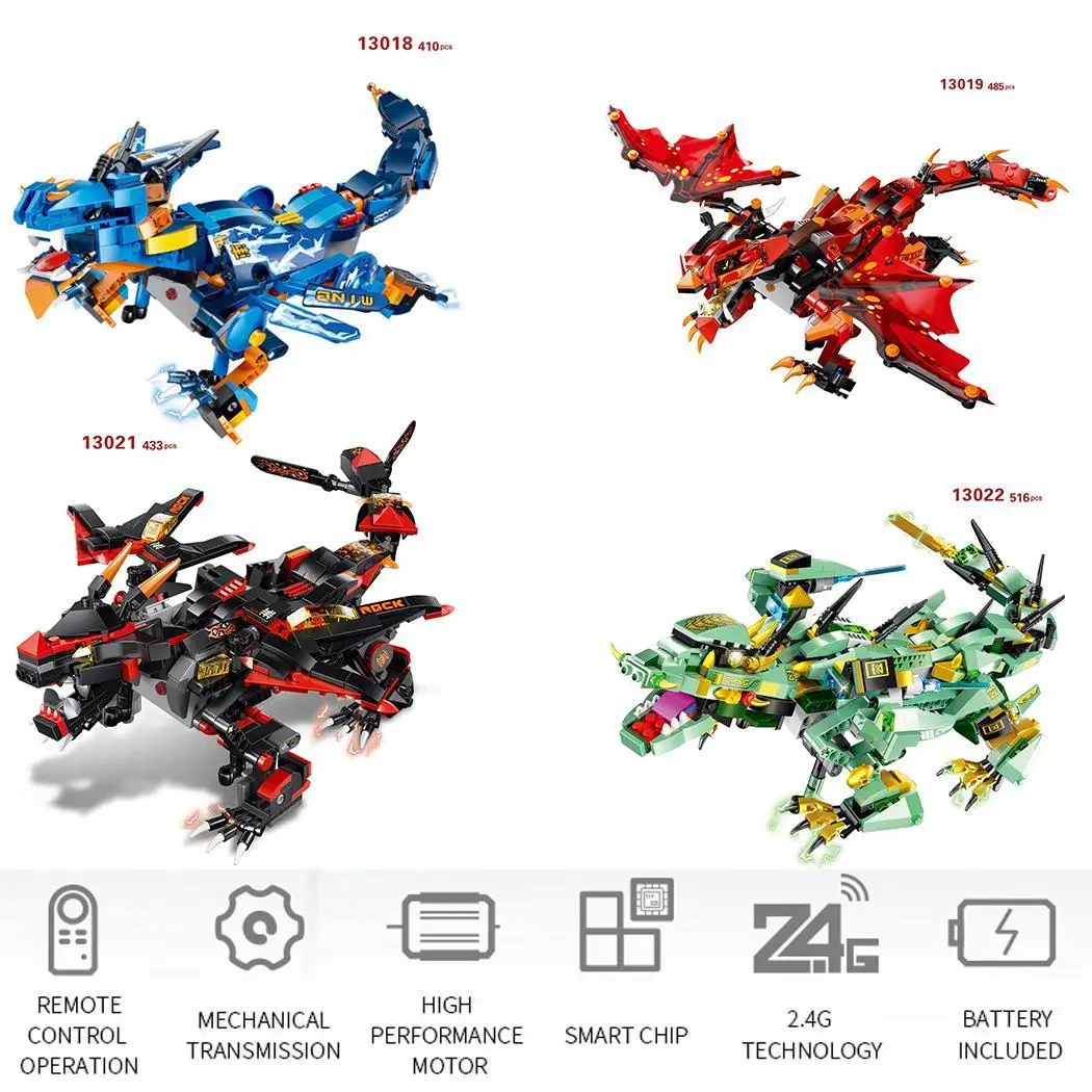 

Children 2.4G Remote Control Assembling Blocks Electric Kit Junior (7-14 years old) War-dragon Toys Kit