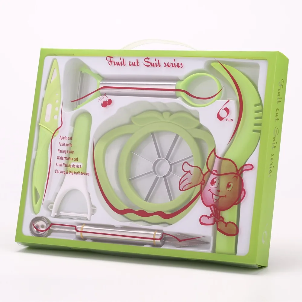 6 יח'\סט פירות רב תכליתיים סט חותך תפוח אבטיח קאטר מבצע מטבח מכשיר כדור סקופ כף כלים ירקות פירות