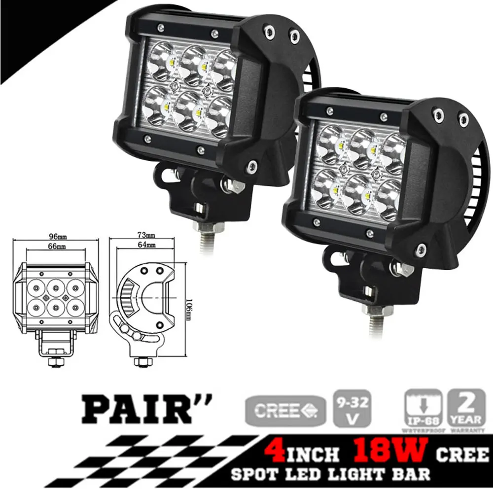 

Hot selling2pcs  12V 24V 18W 1260 LM  LED  Cree Work Light Lamp For SUV ATV Car Truck Tractor Boat Motorcycle