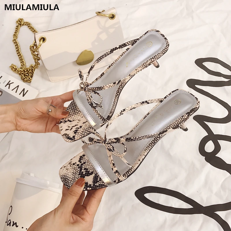 

MIULAMIULA Brand Designers 2019 Summer Narrow Band High Heels Ladies Shoes Pumps Butterfly-knot Slip On Loafers Mules Flip Flops