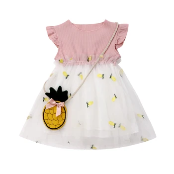 

2PCS Toddler Kids Baby Girl Pineapple Patchwork Lace O-Neck 2019 Clothes Princess Tulle Tutu Dress Sundress