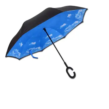 

Folding Reverse Umbrella Double Layer Inverted Windproof Rain Car Umbrellas For Women