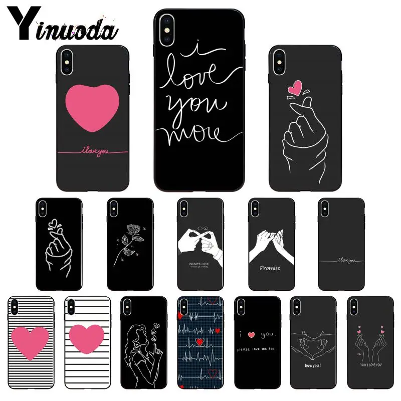 

Yinuoda EXO kpop Heart Drawing Love on the finger Pull hook Black Phone Case for iPhone 8 7 6 6S Plus X XS MAX 5 5S SE XR Cover