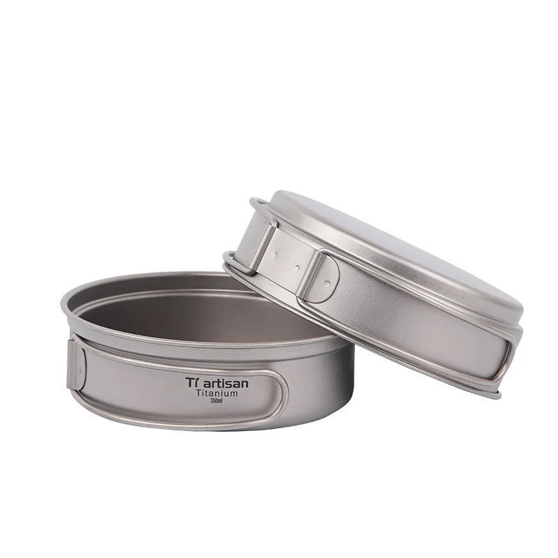 Panela ao ar Panelas de Titânio ml e 350 Pan com Dobradura Tiartisan Livre Portátil Camping Pote Acampamento Conjunto 900 ml Pot Fry Punho Ta8326 16 ml e 350 ml Pot Fry Pan com Dobradura punho Ta8326