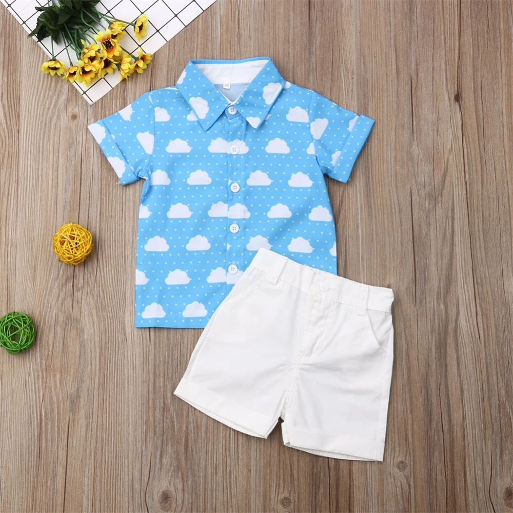 Детская одежда для новорожденных малышей маленьких мальчиков джентльмен короткий рукав Топы футболка Короткие штаны комплект одежды