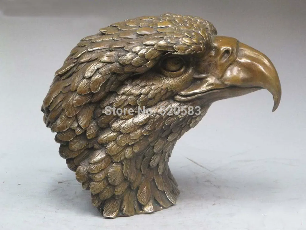 

9"Subtle Pure Bronze handwork ART sculpts Horus Eagle Face head Bust Statue