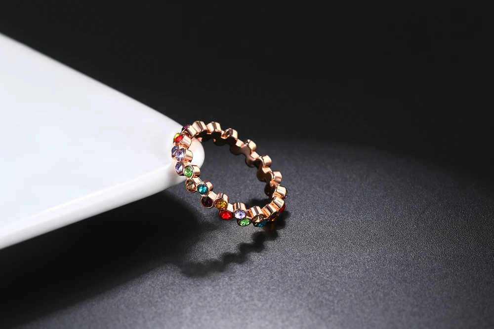 Элемент Дэна, высокое качество, красочные Австрийские винтажные кольца с кристаллами для женщин, Подарок на годовщину, антиаллергенные Fi-RG95241