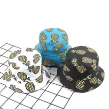 Харадзюку летняя кепка для мужчин мультфильм ананас печати ведро шапки для женщин белый черный Открытый Рыбалка солнцезащитные очки Рыбацкая шляпа