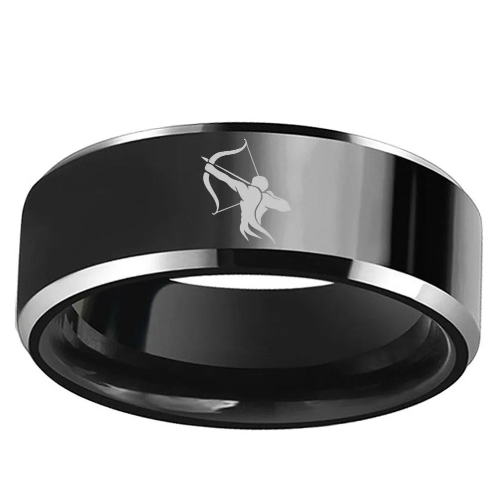 Новые модели черных колец для мужчин 8 мм женские на заказ Стрелец Близнецы вольфрам карбид обручальное кольцо Размер от 6 до 13 - Цвет основного камня: Sagittarius